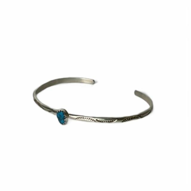 【中古】スタンプワーク ターコイズシルバーバングル USA刻印 sterling刻印 アクセサリー ブレスレッド シルバー