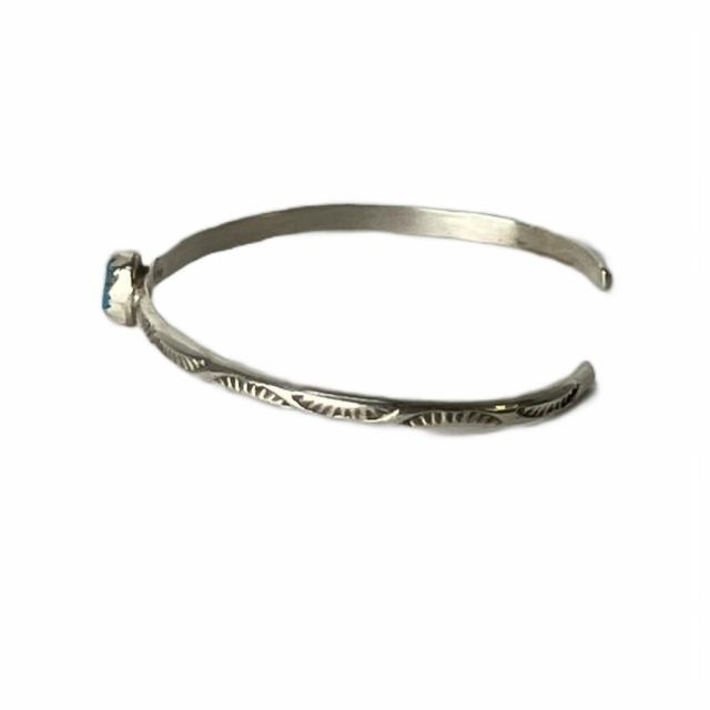 【中古】ターコイズシルバーバングル スタンプワーク sterling刻印 USA刻印 アクセサリー ブレスレッド シルバー_2