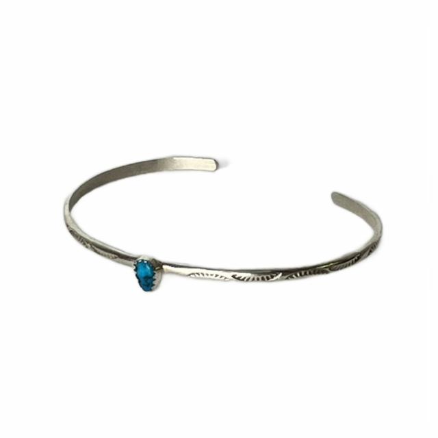 【中古】ターコイズシルバーバングル スタンプワーク sterling刻印 USA刻印 ブレスレッド アクセサリー シルバー