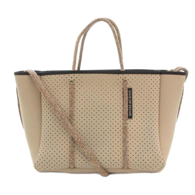 【中古】ステイトオブエスケープ STATE OF ESCAPE ハンドバッグ ショルダー 2WAY ロゴ ベージュ /AE レディース