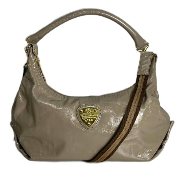 【中古】ATAO アタオ エナメル 2Way バッグ ショルダーバッグ ハンドバッグ レザー ベージュ レディース