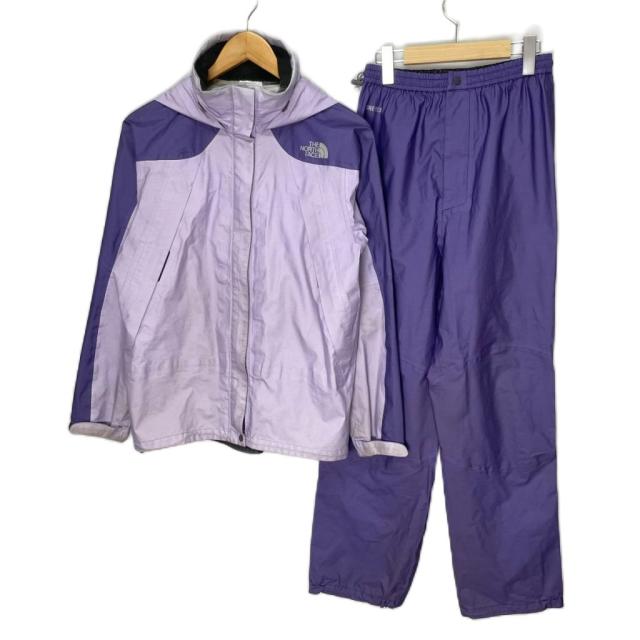 【中古】ザノースフェイス ゴアテックス セットアップ 上下 レインテックスフライトジャケット フード パンツ L 紫