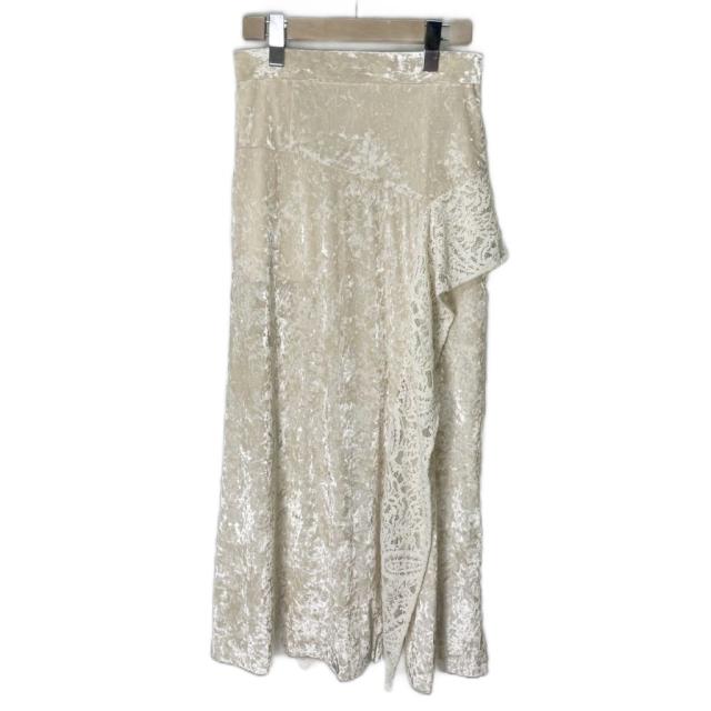 【中古】ステュディオス STUDIOUS Crush Velbet Skirt クラッシュ ベルベット スカート スリット レース 1 白