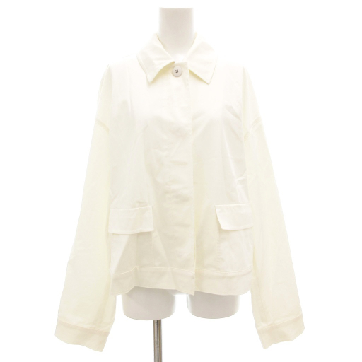 【中古】マックスマーラ Max Mara Studio 近年モデル BAFFO ボクシージャケット ブルゾン 46 白 ホワイト 23604108316