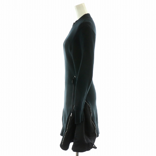 【中古】サカイ sacai Sponge Sweat MA-1 Dress ワンピース ひざ丈 スウェット Vガゼット 切替 1 M ブラック SCW-059_1