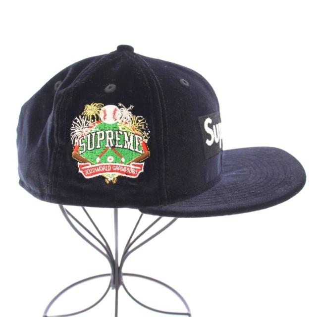 【中古】シュプリーム NEW ERA Velour Box Logo ベロアボックスロゴ キャップ 帽子 刺繍 57.7cm 黒 ブラック