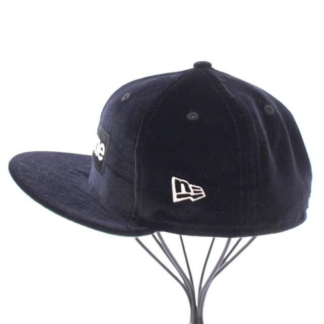 【中古】シュプリーム NEW ERA Velour Box Logo ベロアボックスロゴ キャップ 帽子 刺繍 57.7cm 黒 ブラック