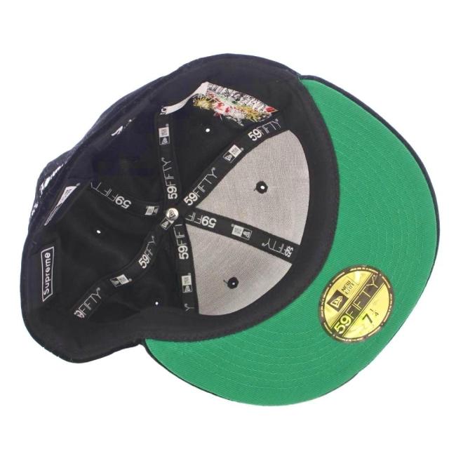 【中古】シュプリーム NEW ERA Velour Box Logo ベロアボックスロゴ キャップ 帽子 刺繍 57.7cm 黒 ブラック