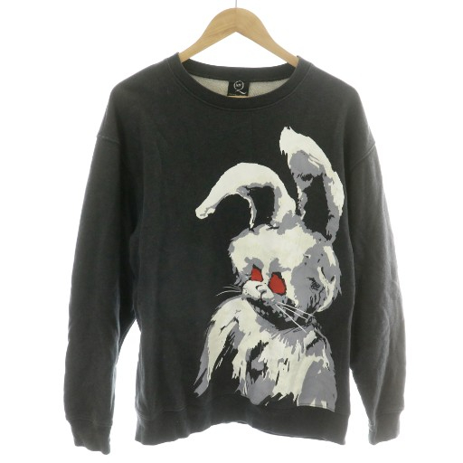 【中古】ALEXANDER MCQUEEN Thunder Black Angry Bunny Sweater スウェット トレーナー ウサギ ブラック グレー