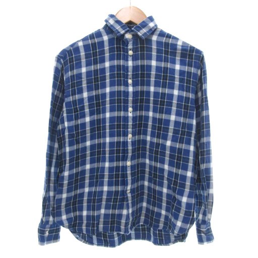 【中古】ポロ バイ ラルフローレン Polo by Ralph Lauren ライト フランネルシャツ 長袖 チェック 2 青 ブルー