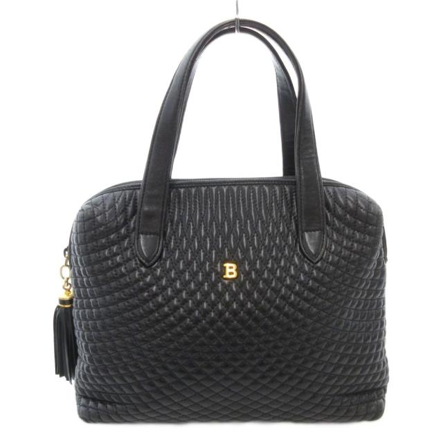 【中古】バリー BALLY ハンドバッグ ロゴ タッセル キルティング レザー 黒 ブラック /AE ■GY47 レディース
