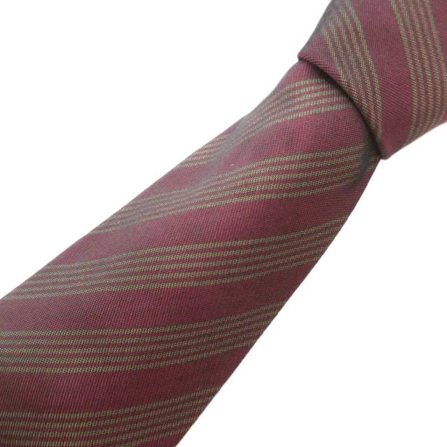【中古】ダンヒル dunhill 美品 ネクタイ レギュラータイ ボーダー 総柄 ロゴ シルク ワインレッド 緑 グリーン /AE
