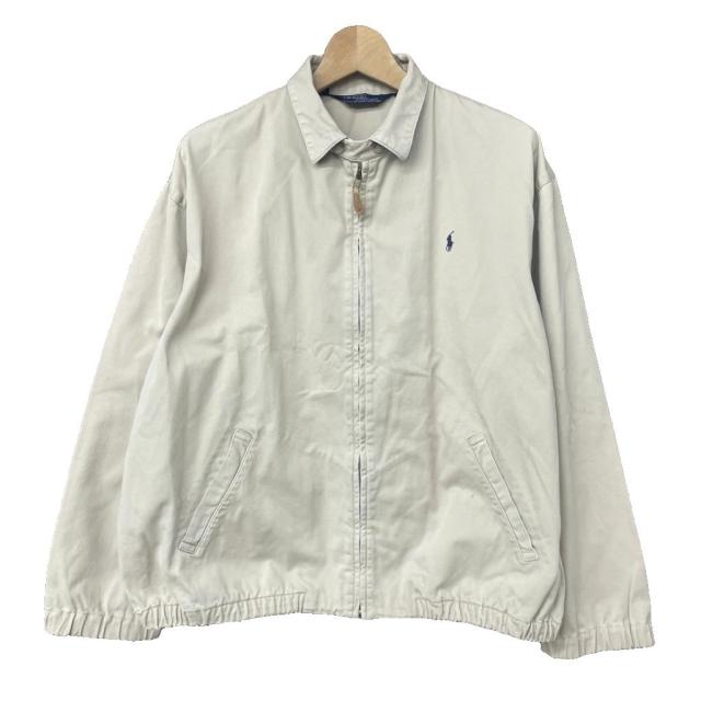 【中古】ポロ バイ ラルフローレン スウィングトップジャケット ブルゾン ロゴ刺繍 L ベージュ ☆AA★