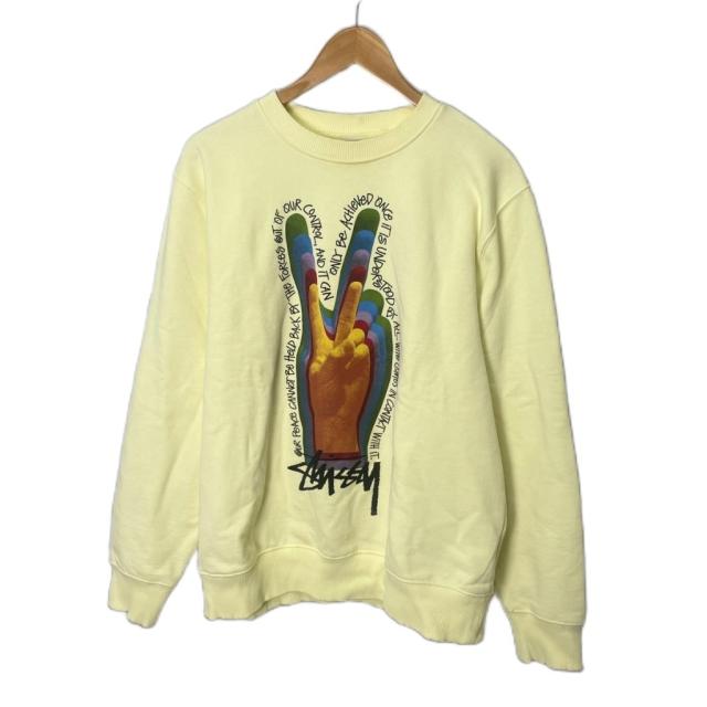 【中古】ステューシー STUSSY スウェット トレーナー ピースサイン ロゴ 長袖 1914662 M 黄色 イエロー メンズ