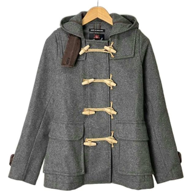 【中古】グローバーオール Gloverall 英国製 ダッフルコート ウール フーディー 34 灰色 グレー レディース