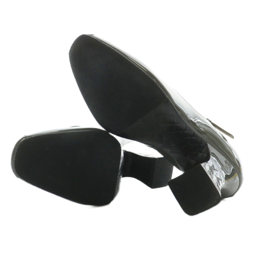 【中古】ボッテガヴェネタ BOTTEGA VENETA パンプス エナメル ラウンドトゥ チャンキーヒール 37.5 24.5cm グレー