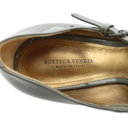 【中古】ボッテガヴェネタ BOTTEGA VENETA パンプス エナメル ラウンドトゥ チャンキーヒール 37.5 24.5cm グレー