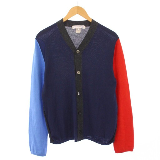 【中古】コムデギャルソンシャツ クレイジーパターンニットカーディガン 長袖 Vネック ウール S W26505-3