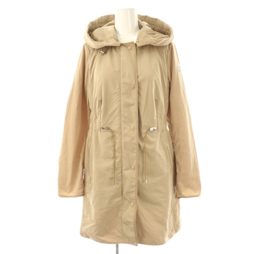 【中古】モンクレール MONCLER ANTHEMIS アンテミス ナイロン コート ノーカラー フード 00  ベージュ レディース