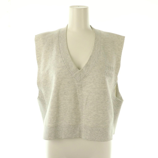 【中古】ミュウミュウ miumiu MJT672 コットン ロゴ ベスト プルオーバー XS 杢グレー /ES ■OS ■SH レディース