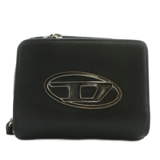 【中古】ディーゼル DIESEL 財布 二つ折り レザー ラウンドファスナー Dロゴ 黒 ブラック /XZ ■GY11 メンズ