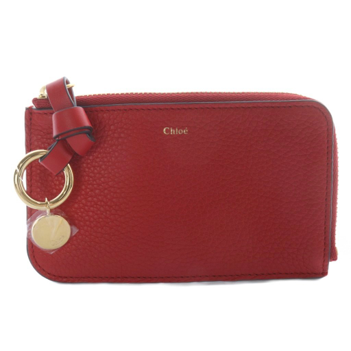 【中古】クロエ CHLOE アルファベット ALPHABET カードケース ケース レザー レッド レディース