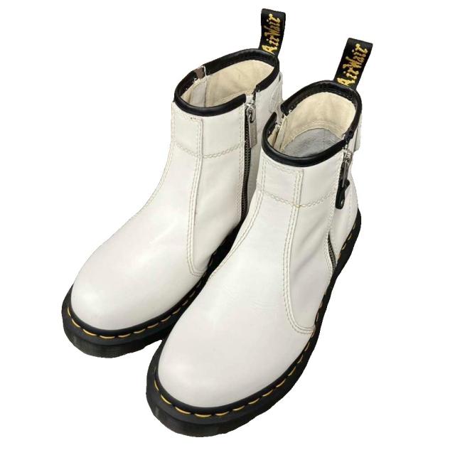 【中古】ドクターマーチン DR.MARTENS ツインジップブーツ ショートブーツ レザー ジップアップ 39 24.5cm 白 2976