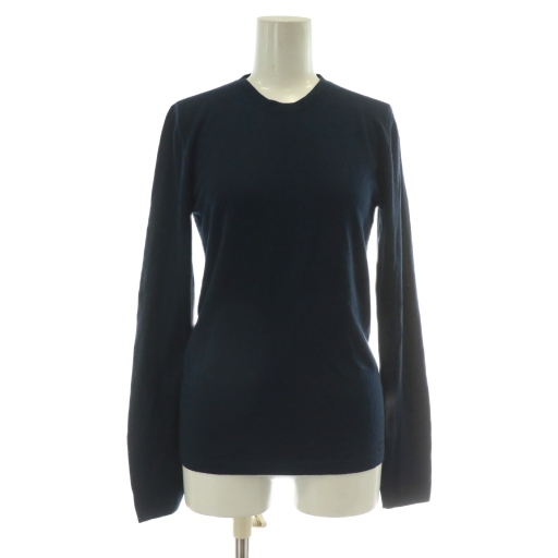 【中古】シャネル CHANEL 02A ニット セーター ウール カシミヤ混 長袖 クルーネック ココマーク 刺繍 38 M ネイビー