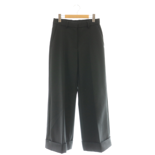 【中古】ドリスヴァンノッテン DRIES VAN NOTEN ロールアップワイドスラックスパンツ 34 ブラック レディース