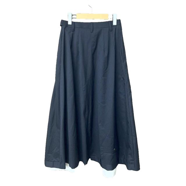【中古】エンフォルド ENFOLD TROUSERS FLARE-SKIRT スカート チョークストライプ 36 ネイビー 300IA231-0971_1