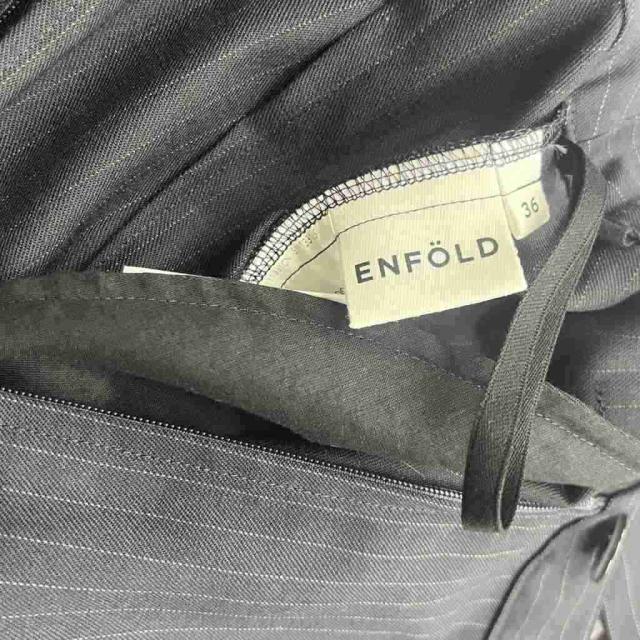【中古】エンフォルド ENFOLD TROUSERS FLARE-SKIRT スカート チョークストライプ 36 ネイビー 300IA231-0971_5