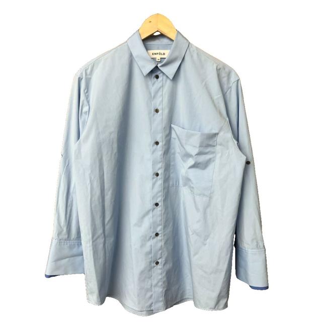【中古】エンフォルド ENFOLD CUFFS COLOR SHIRT シャツ カジュアルシャツ 38 ブルー 300IA230-2171 レディース