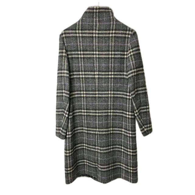 【中古】バーバリー ロンドン BURBERRY LONDON ウール100％ ノバチェック ハイネック ロングコート USA6　グレー レディース_2
