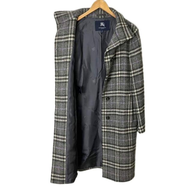 【中古】バーバリー ロンドン BURBERRY LONDON ウール100％ ノバチェック ハイネック ロングコート USA6　グレー レディース_3