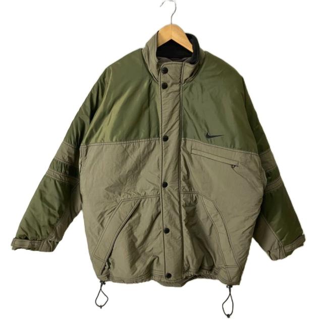 【中古】ナイキ NIKE ヴィンテージ オールドナイキ 中綿 ジャケット ブルゾン スタンドカラー 銀タグ期 XL カーキ