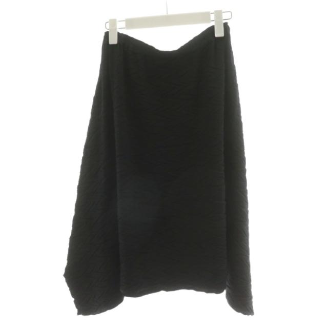 【中古】イッセイミヤケ ISSEY MIYAKE シワプリーツ フレアスカート ひざ丈 2 黒 ブラック IM63FG185 /AN49
