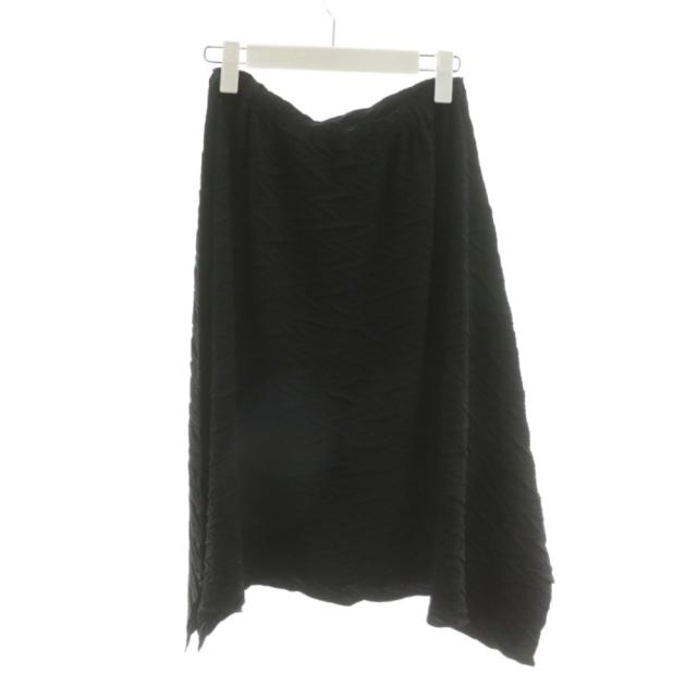 【中古】イッセイミヤケ ISSEY MIYAKE シワプリーツ フレアスカート ひざ丈 2 黒 ブラック IM63FG185 /AN49_1