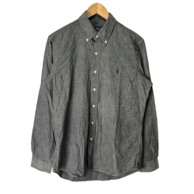【中古】ポロ バイ ラルフローレン Polo by Ralph Lauren シャツ 長袖 ボタンダウンシャツ M グレー メンズ