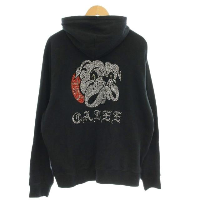 【中古】tattoo studio yamada パーカー スウェット ジップアップ ラインストーン M 黒 ブラック CL4-CST-5 /☆G_1