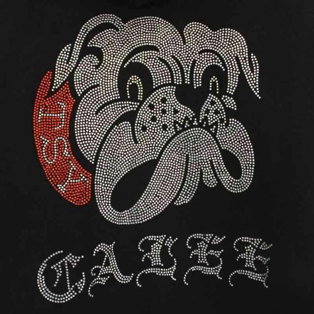 【中古】tattoo studio yamada パーカー スウェット ジップアップ ラインストーン M 黒 ブラック CL4-CST-5 /☆G_5