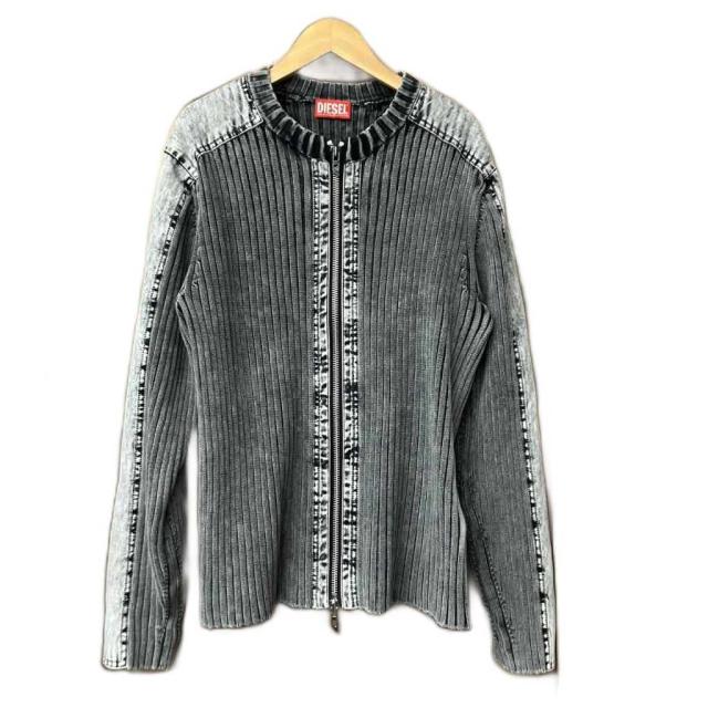 【中古】ディーゼル DIESEL FULL ZIP K MATTY 25FW ニット セーター ジップアップ S グレー A17464 メンズ