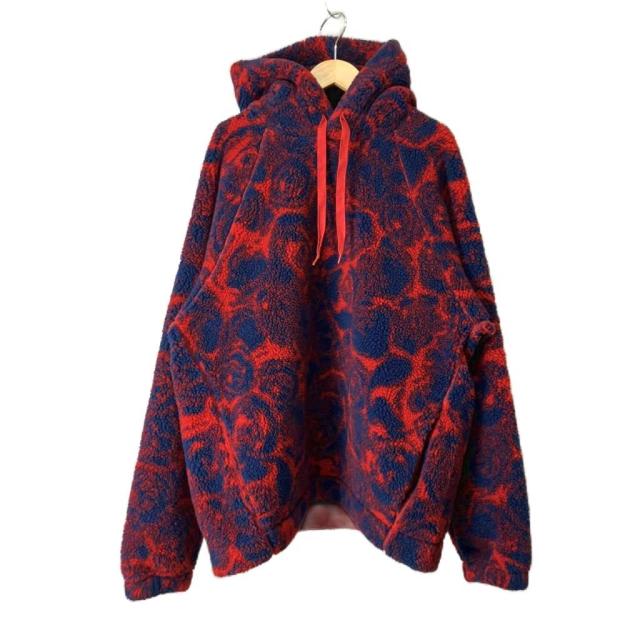 【中古】バーバリー BURBERRY パーカー ボアパーカー プルオーバー フーディ 総柄 S レッド 8077521 ☆AA★ メンズ