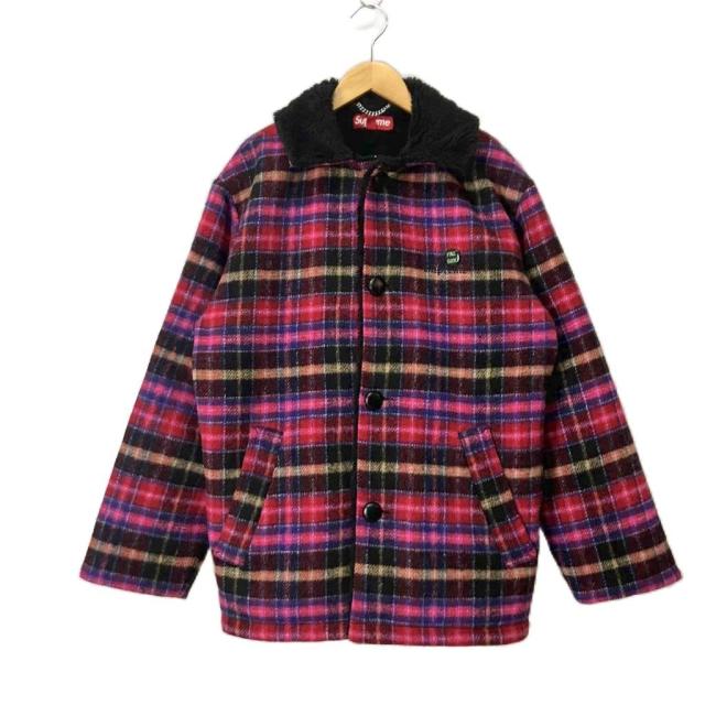 【中古】シュプリーム SUPREME Plaid Car Coat カーコート チェック 裏ボア ジャケット S ピンク メンズ