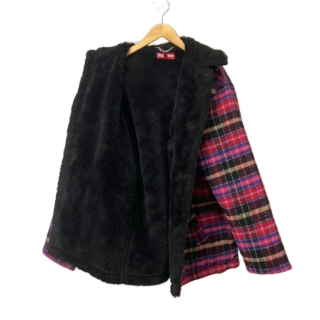 【中古】シュプリーム SUPREME Plaid Car Coat カーコート チェック 裏ボア ジャケット S ピンク メンズ_2