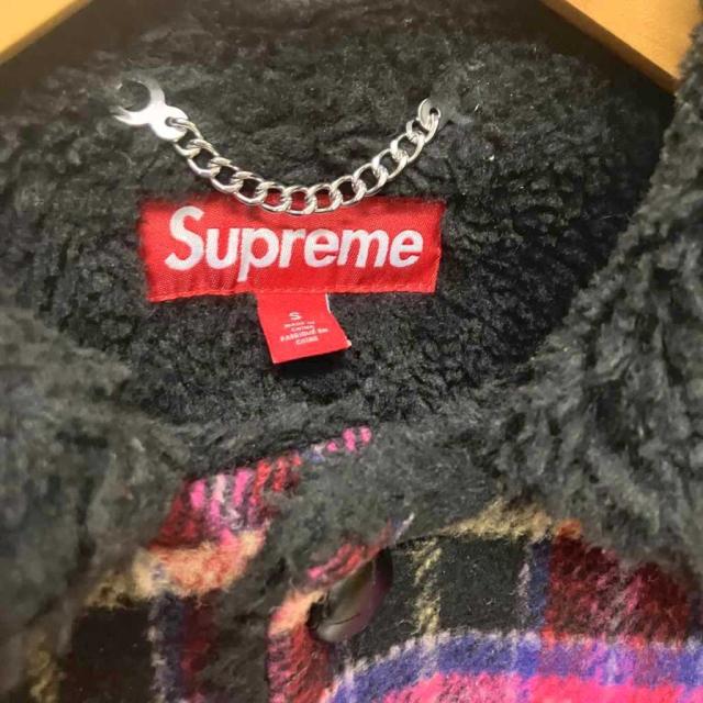 【中古】シュプリーム SUPREME Plaid Car Coat カーコート チェック 裏ボア ジャケット S ピンク メンズ_4