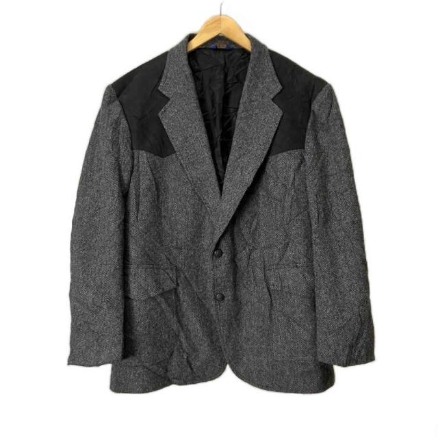 【中古】PENDLETON 90sテーラードジャケット ヘリンボーン レザー切替 ヴィンテージ ブレザー 46 グレ- メンズ