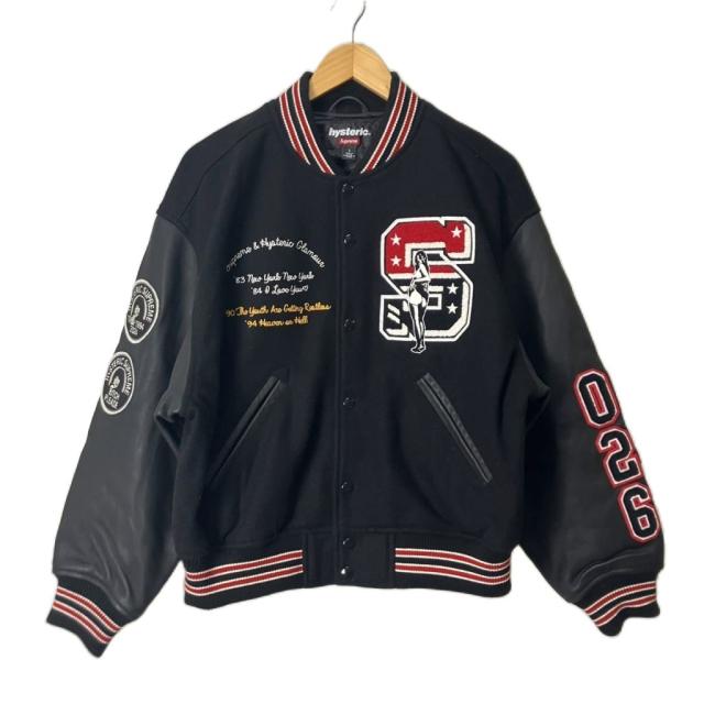 【中古】SUPREME × Hysteric Glamour 24FW Varsity Jacket スタジャン バーシティジャケット ブルゾン S 黒