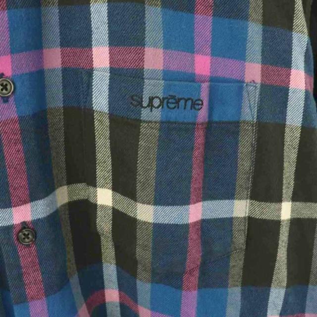 【中古】シュプリーム SUPREME 23AW Plaid Flannel Shirt シャツ チェック柄 長袖 コットン M 青 黒 ■OS ■SH_4