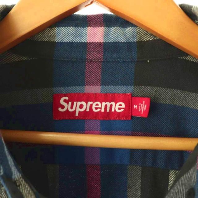 【中古】シュプリーム SUPREME 23AW Plaid Flannel Shirt シャツ チェック柄 長袖 コットン M 青 黒 ■OS ■SH_5