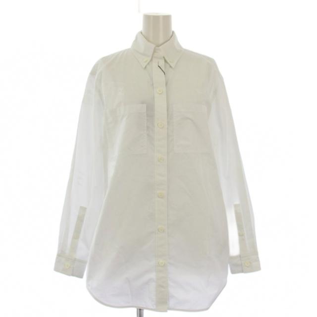 【中古】バーバリー cotton blend shirt シャツ コットン ロゴ 長袖 ポケット ホース プリント IT36 白 8067848 /TK